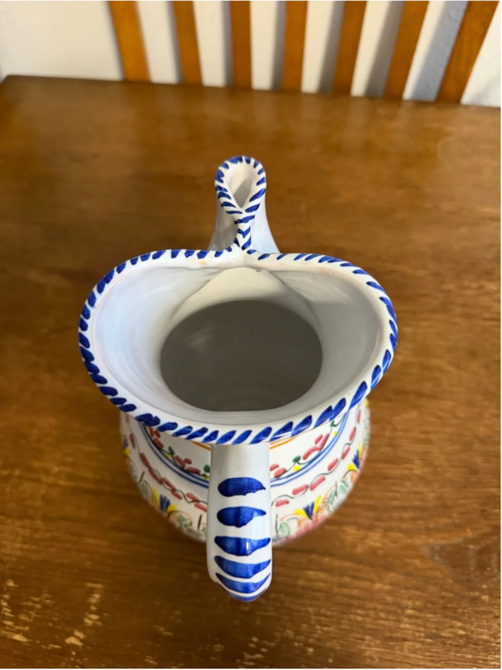 Vintage Puente Hand Painted Spanish Pottery Pitcher Floral Ceramic Jug Signe